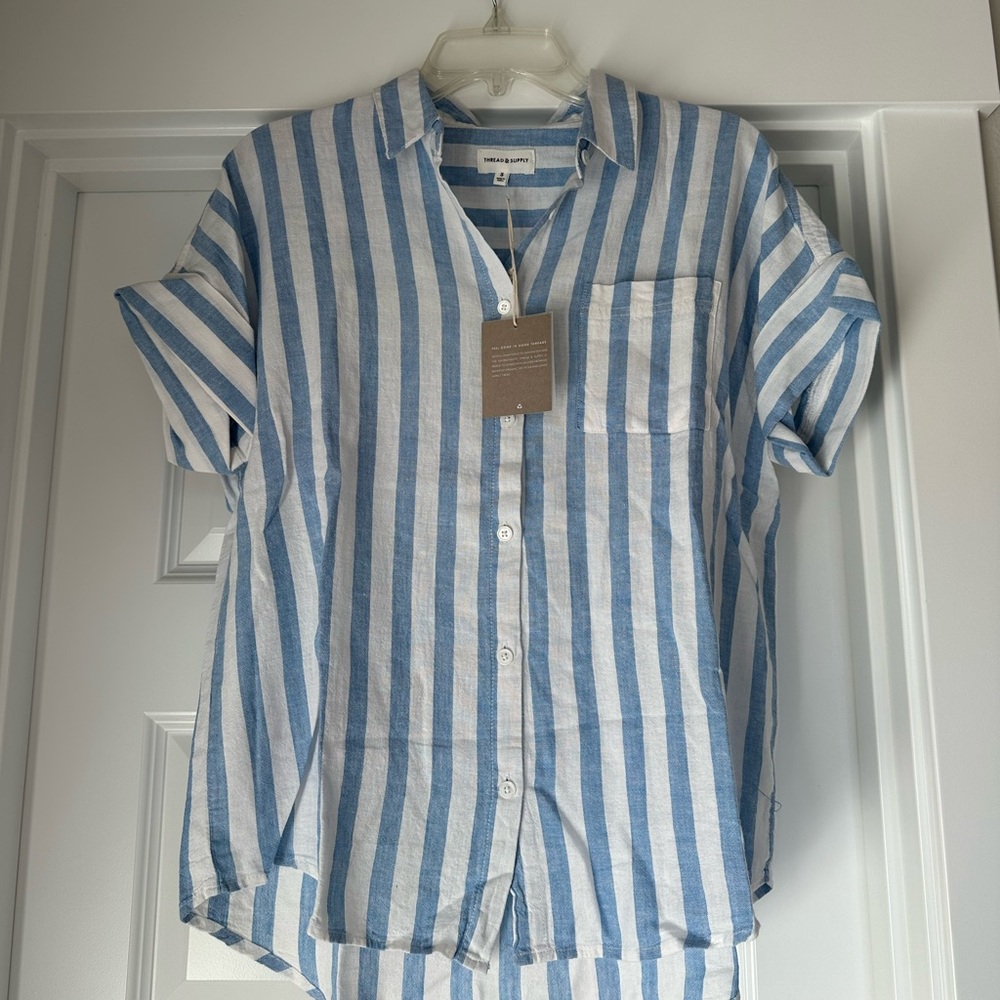 Thread & Supply Blue and White Striped Casual Shirt